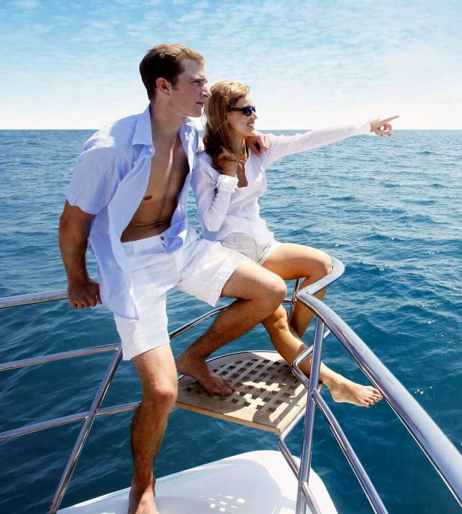 A couple out at sea